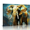 thumbnail image 1 of EastSmooth Modern Canvas Prints Animal Picture Wall Art Gold and Grey Contemporary Elephant Painting for Home Office Bedroom Guest Room Decor Framed Artwork Ready to Hang, 1 of 4