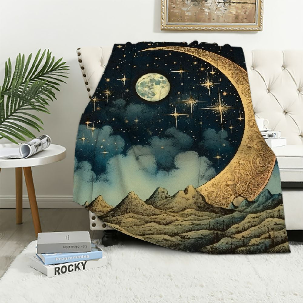 EastSmooth Moon Blanket Throw Kids Lunar Eclipse Blanket for Boys Girls