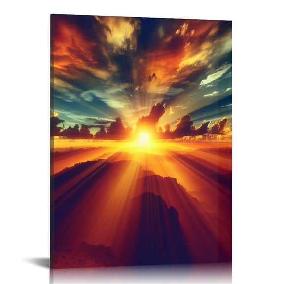 EastSmooth Mountain Sunset Canvas Large Wall Art for Living Room Nature Sunrise Framed Prints Mountains Pictures Landscape Artwork Office Home Decor for Bedroom Dining