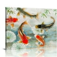 thumbnail image 1 of EastSmooth Nine Koi Fish Canvas Wall Art Feng Shui Lucky Carp Lotus Flower Leaves Pond Picture Traditional Chinese Print Asian Artwork Poster Home Decor for Living Room Bedroom, 1 of 6