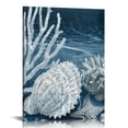 thumbnail image 1 of EastSmooth Ocean Theme Canvas Wall Art Beach Coastal Shell Starfish Coral Navy Blue and White Nautical Picture for Bathroom Home Decoe Ready to Hang (Navy), 1 of 5
