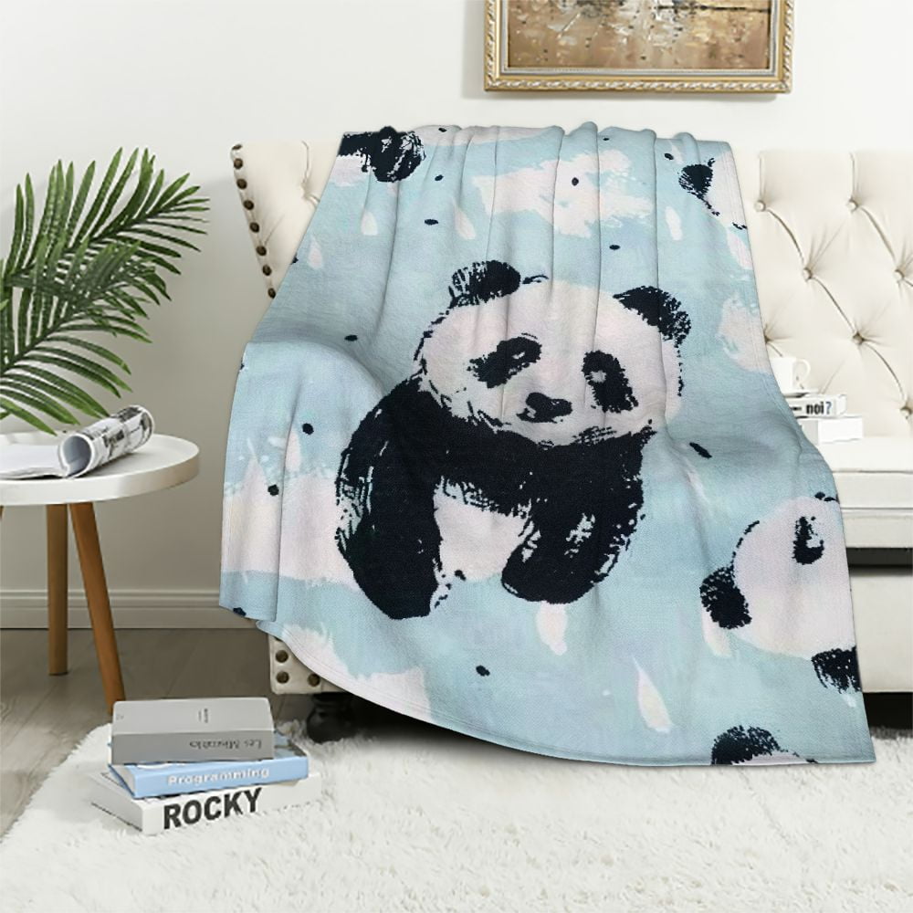 EastSmooth Panda Blanket Throw Blanket Flannel Blanket Soft Panda ...