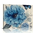thumbnail image 1 of EastSmooth  Peony Rose Wall Art Blue and White Flower Wall Decor Floral Butterfly Painting for Bathroom Living Room Bedroom Home Decor Abstract Canvas Print Picture Ready to Hang, 1 of 5