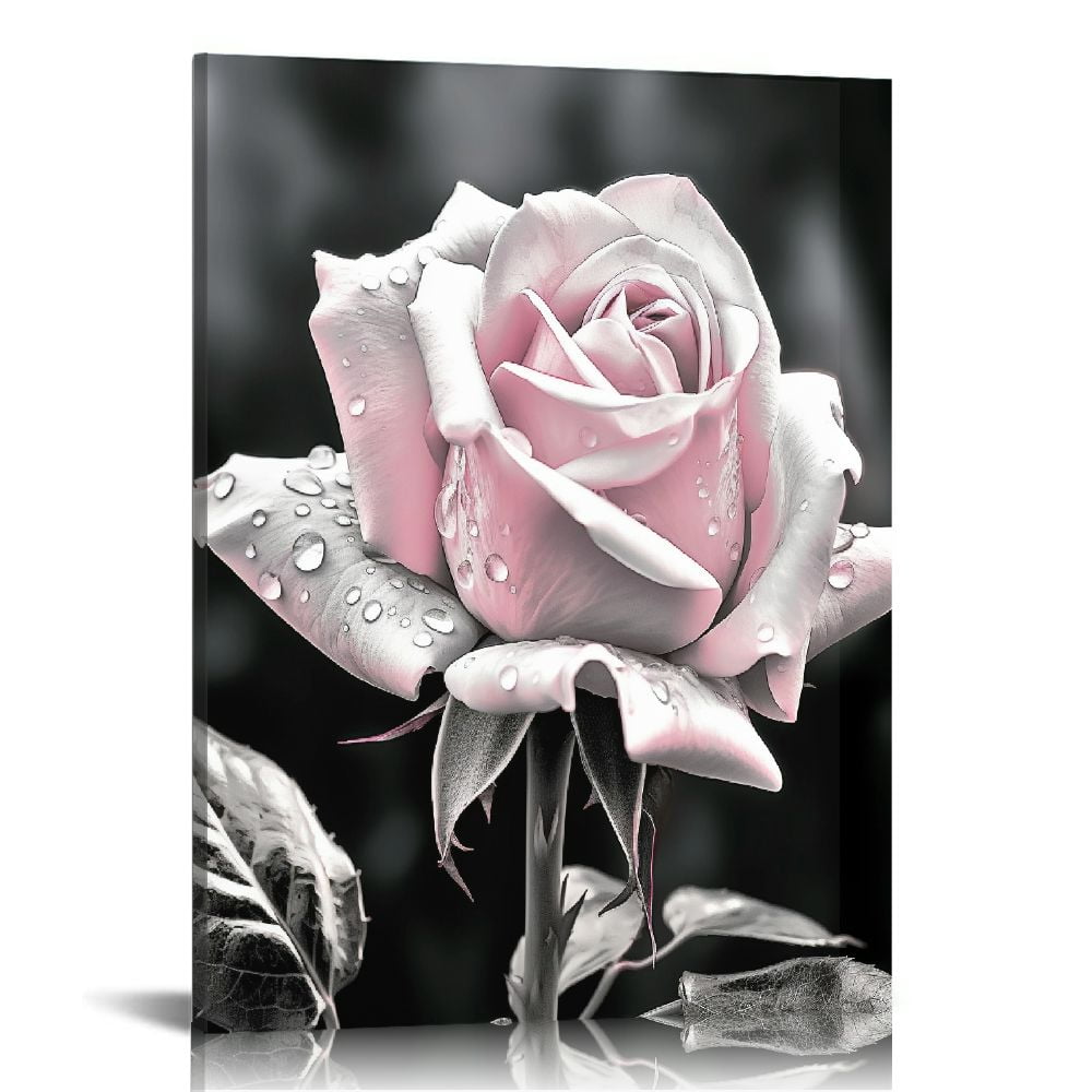 EastSmooth Pink Rose Flowers Picture Decor Wall Art Girls Bedroom ...