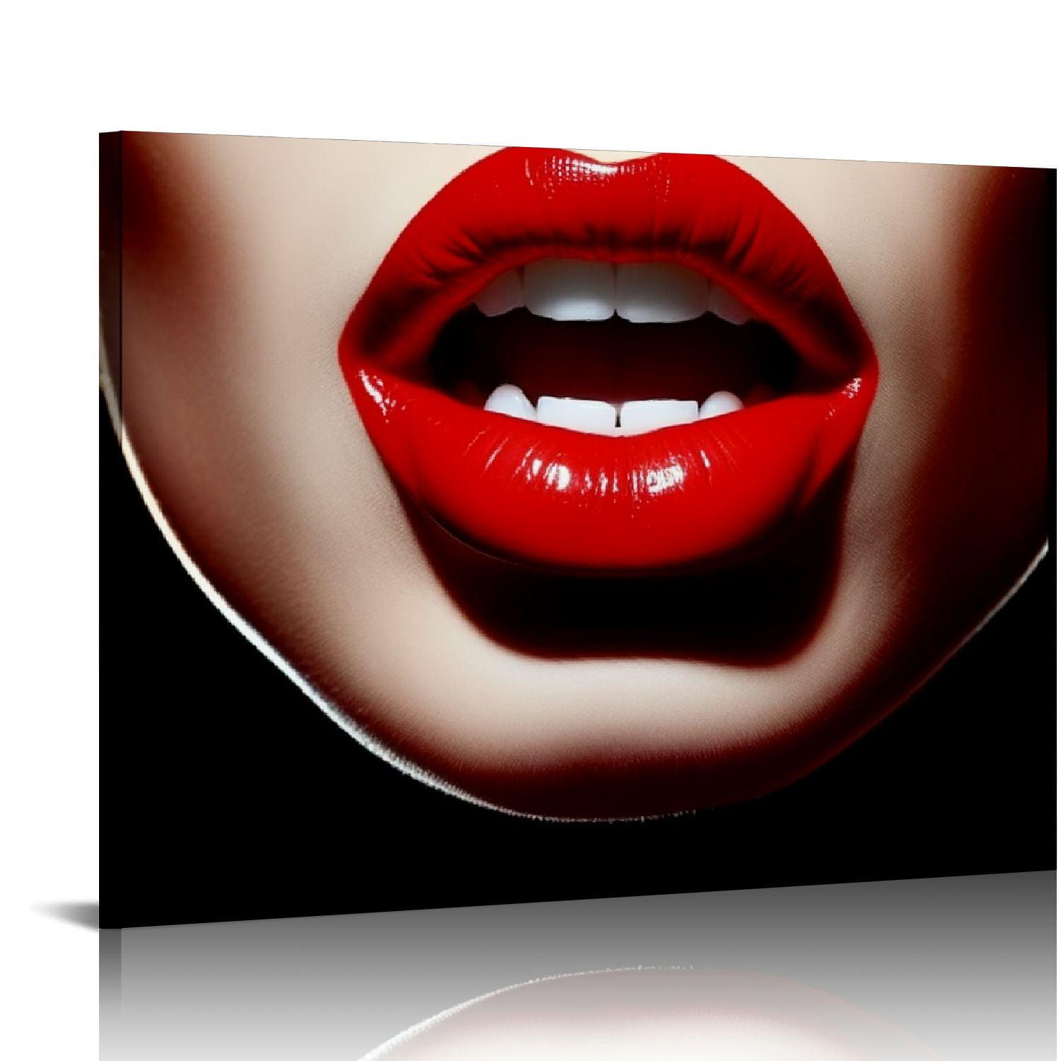 EastSmooth Red Lips Canvas Wall Art Abstract Black Red Woman Lips Art Poster Fashion Sexy Red
