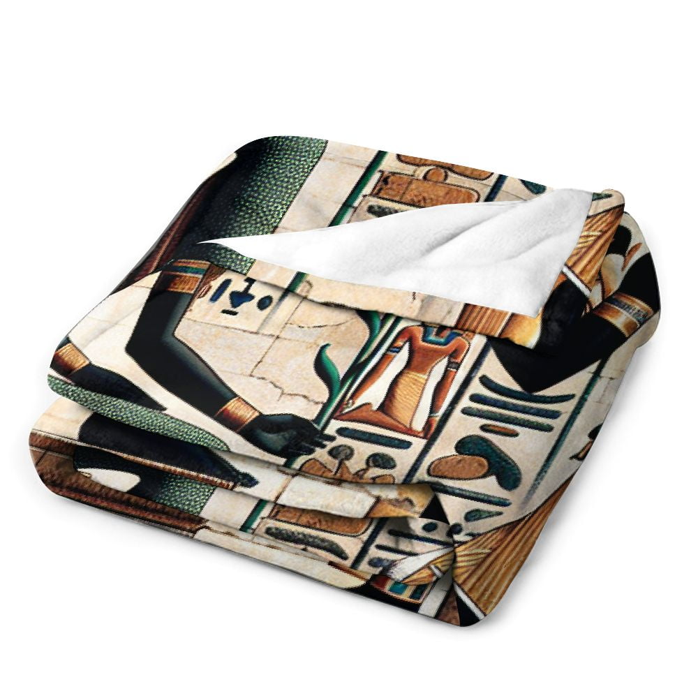 EastSmooth Rustic Ancient Egyptian Blanket Bed Short Plush Throw