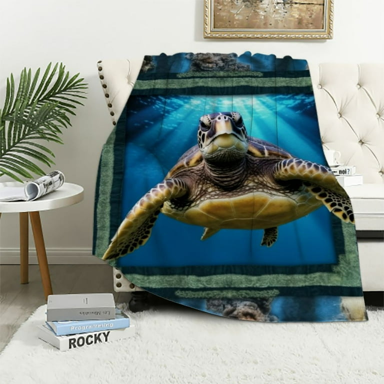 EastSmooth Sea Turtle Blanket for Men Women Sea Turtle Gifts for Sea Turtle Lover Soft Fuzzy Sea Turtle Throw Blanket Sea Turtle Decor Plush Gift for Birthday Christmas Walmart