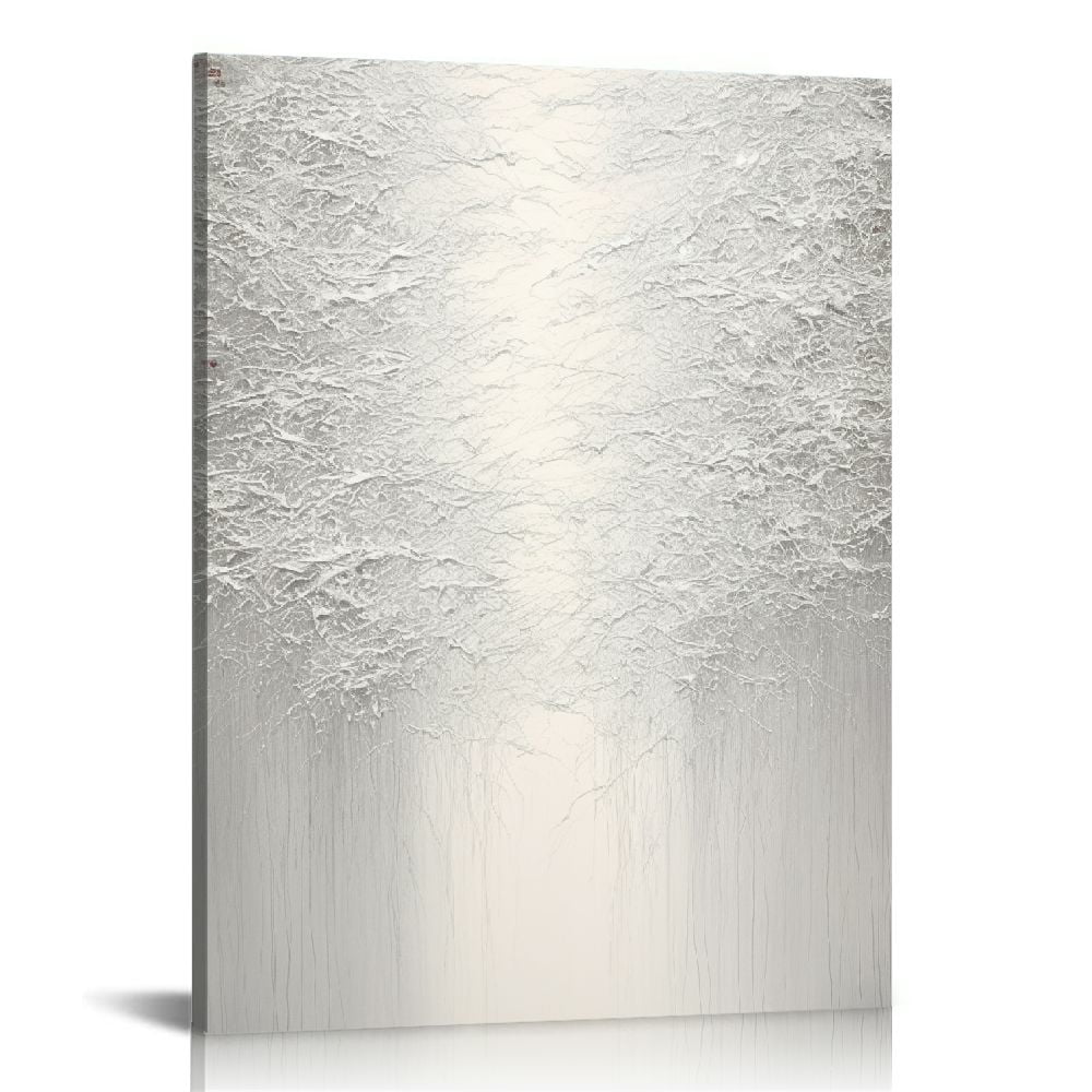 EastSmooth Silver Abstract Wall Art Decor Grey Painting Embellished