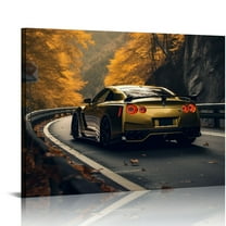 EastSmooth Sports Car Canvas Wall Art Framed Colorful Supercar Painting Picture Racing Car Garage Wall Decor Autumn Landscape Modern Canvas Prints for Room Bedroom Home Office