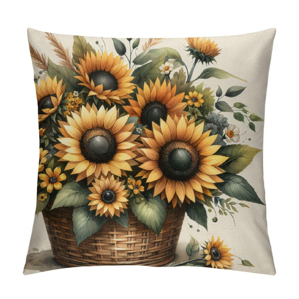 Lingy EastSmooth Sunflower Pillow Covers Spring Summer Floral Throw