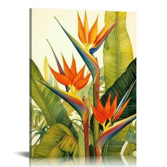 EastSmooth Tropical Bird of Paradise Canvas Wall Art Print, Tropical Artwork