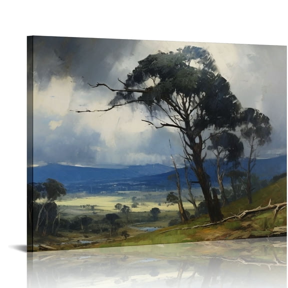 EastSmooth Turquoise Modern Teal Tree Canvas Landscape Picture Artwork Contemporary Nature Wilderness Gold Foil Textured Minimalist Print for Living Room Bedroom Dinning Room Kitchen Bathroom