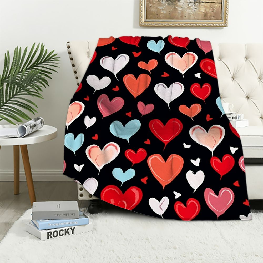 EastSmooth Valentines Day Decorative Throw Blanket Red Love Heart Throw