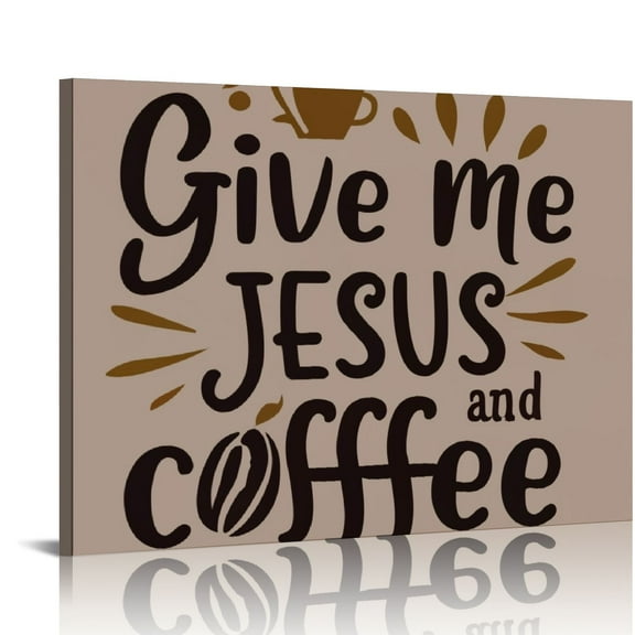 EastSmooth Vintage Coffee Kitchen Decor Wall Art Rustic Black And White Coffee Sign Cafe Christian Pictures Wall Decor Canvas Painting Prints Artwork Decorations Framed