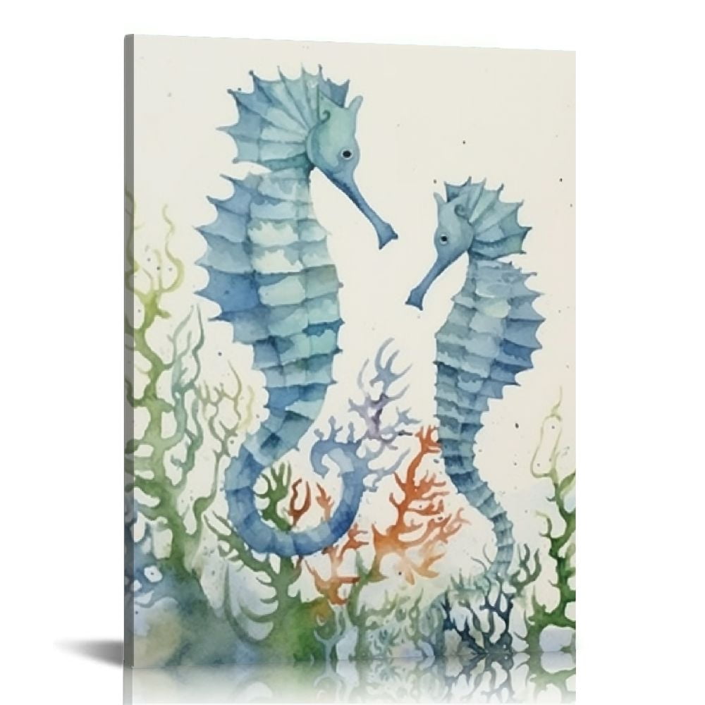 EastSmooth Vintage Ocean Beach Summer Seahorse Canvas Wall Art Prints