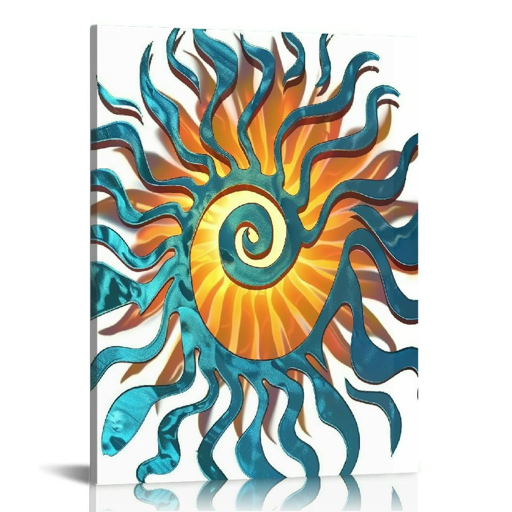 EastSmooth Wacky Sun Wall Art Indoor/Outdoor Decor Teal Rust Proof