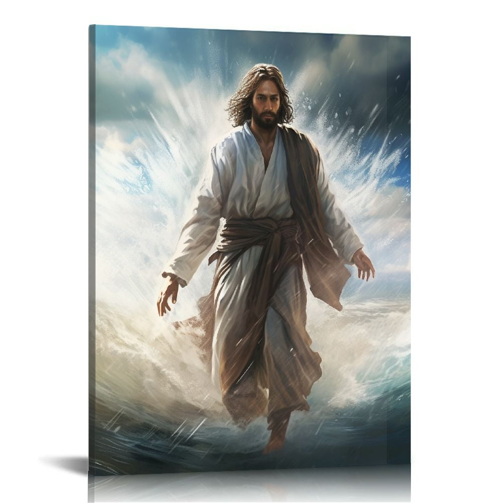 QCPP Walking In The Water Canvas Christian Religious Black Jesus Canvas ...