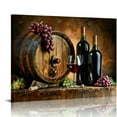 thumbnail image 1 of EastSmooth Wall Art Canvas Print Fruit Grape Red Wine with Bottle Barrel Painting on Canvas Stretched and Framed Ready to Hang for Home Decor Living Room Bedroom Kitchen Office Artwork, 1 of 5