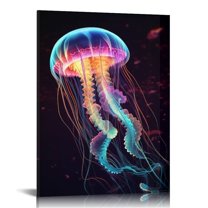 EastSmooth Wall Art Decor Painted Painting Colorful Jellyfish Canvas Colorful Wall Art for Living Room Bedroom Office