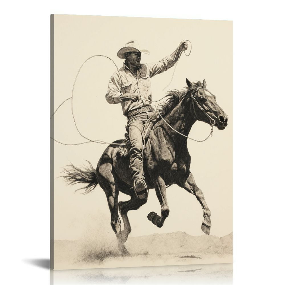 EastSmooth Western Wall Art Cowboy Canvas Wall Art, Western Wall