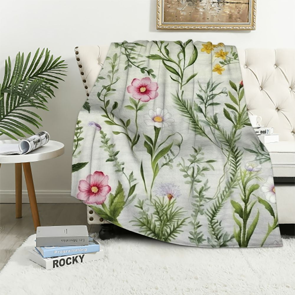 EastSmooth Wildflowers Throw Blanket Botanical Floral Printed Blanket ...