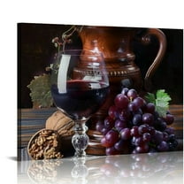 EastSmooth Wine Decor Burgundy Wall Art Modern Grape Pictures Canvas Prints for Kitchen Dining Room Bar Pub Restaurant Home Cellar Stretched and Framed Ready to Hang