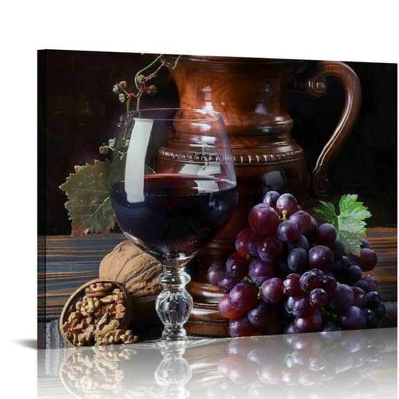 EastSmooth Wine Decor Burgundy Wall Art Modern Grape Pictures Canvas Prints for Kitchen Dining Room Bar Pub Restaurant Home Cellar Stretched and Framed Ready to Hang