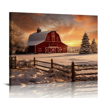 Vintage Art Print - Red Fall Barn by newest Brad