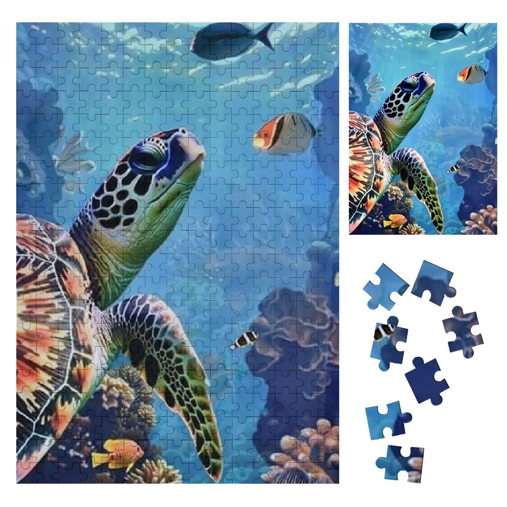 EastSmooth Wooden Jigsaw Puzzle Turtle Fish Coral Reef Vertical Leisure ...