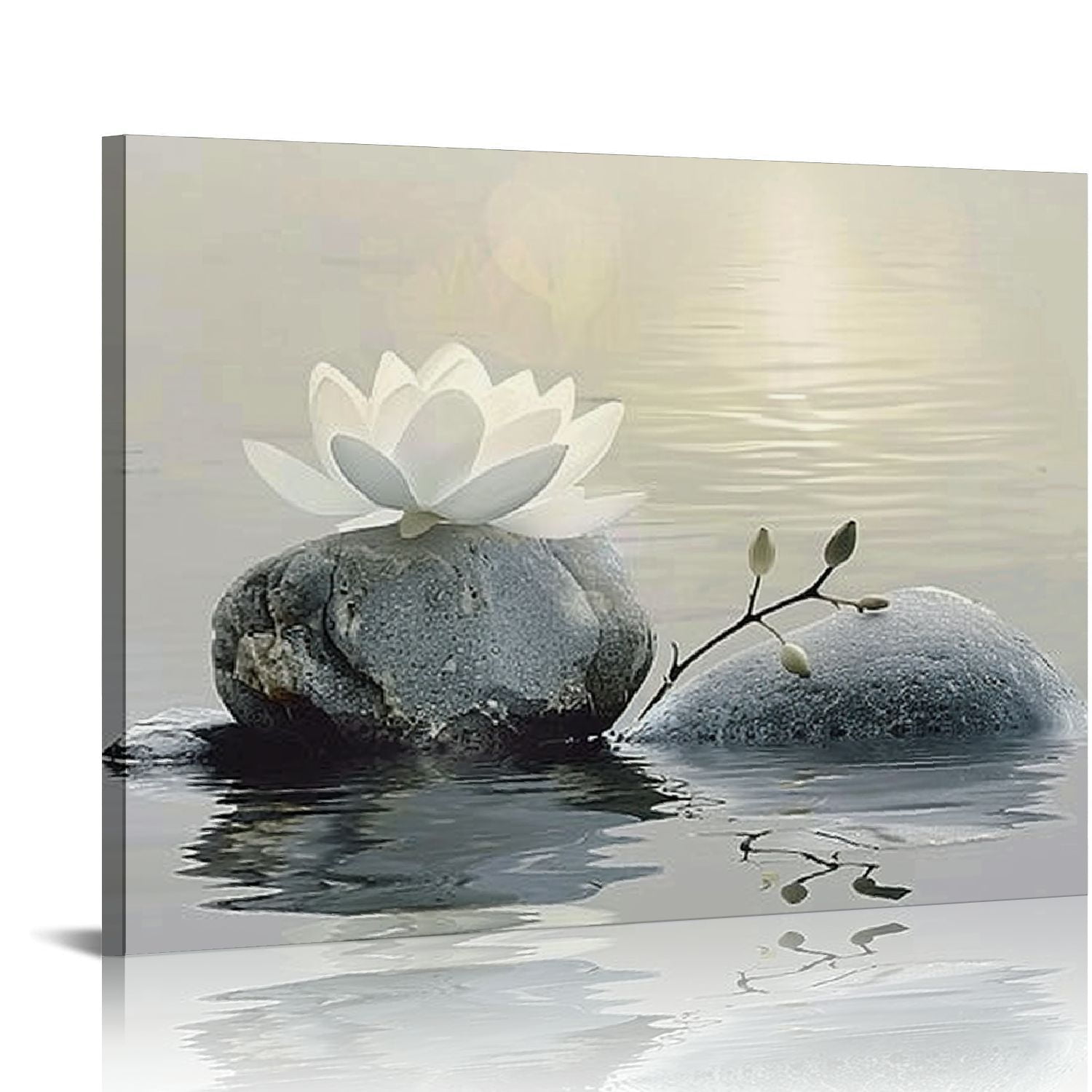 EastSmooth Zen Canvas Wall Art Lotus Flowers and Stones Spa Pictures