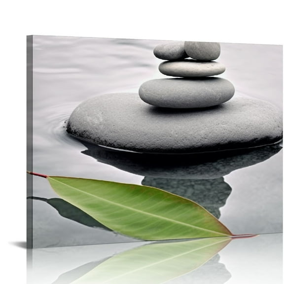 EastSmooth  Zen Decor Bathroom Wall Art Spa Still Life With Green Bamboo Pictures Grey Stone Painting Prints Modern Canvas Artwork Spa Meditation Yoga Room Home Bedroom