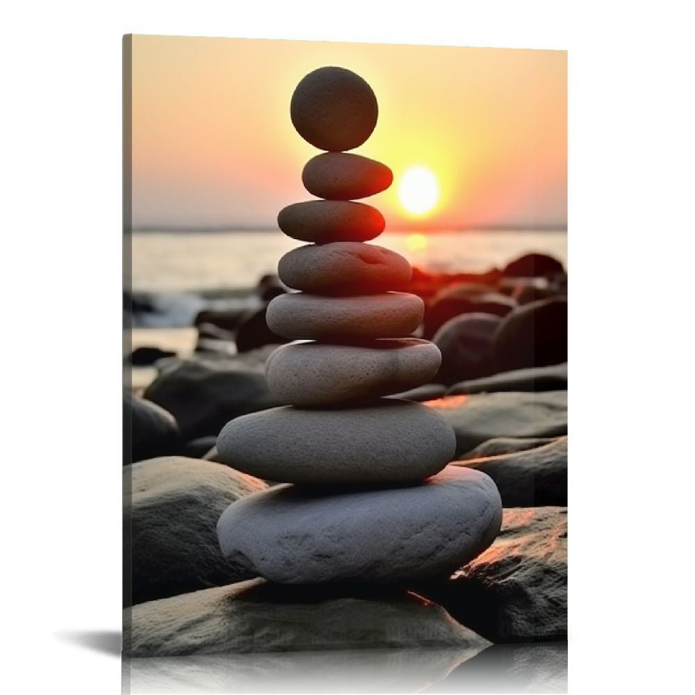 EastSmooth Zen Wall Art Stone Sunrise Pictures Wall Decor Zen Room