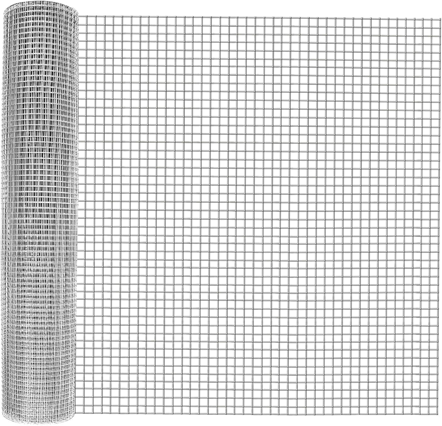 EastVita 1/2 Inch 48in x 50ft 19 Gauge Post Welding Galvanized Chicken Wire Mesh Roll Hardware Cloth for Chicken Coop Garden Plant Protection Animal Enclosures （Silver）