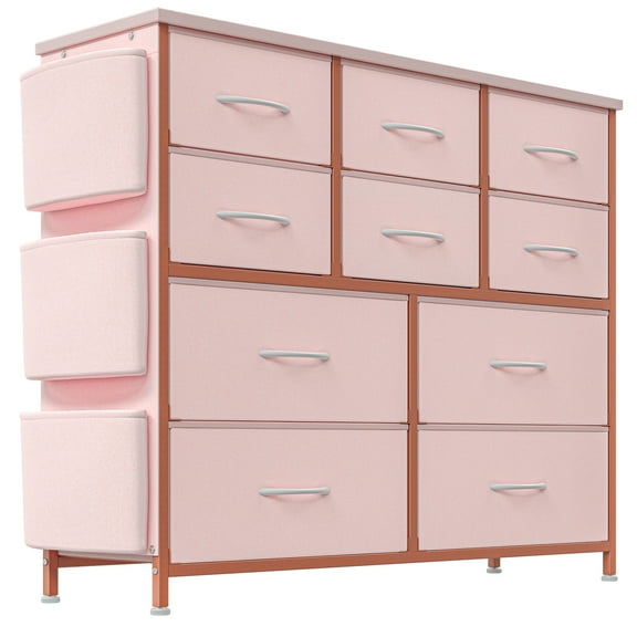 EastVita 10 Dresser for Bedroom with 10 Drawer, Dressers & Chests of Drawers for Hallway, Entryway, Storage Organizer Unit with Fabric, Sturdy Metal Frame, Wood Tabletop, Easy Pull Handle