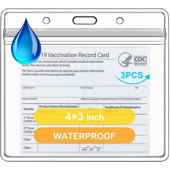 EastVita 10 Pack CDC Vaccination Card Protector, 4 X 3" Immunization Record Vaccine Card Holder, Plastic Clear ID Card Holder Name Tags Badge Holders