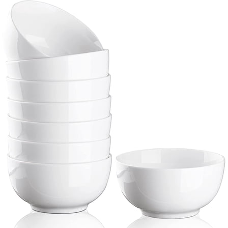 EastVita 10 oz (~283.5 g) Ceramic Bowl Set of 8 Premium White Ceramic Bowls for Grain, Soup, Salad, Pasta, Prep, Rice, Ice Cream, Microwave & Dishwasher