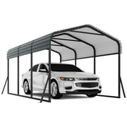 EastVita 10 x 15 FT Metal Carport with Galvanized Steel Roof,Heavy Duty Metal Roof Carport with Enhanced Base,Tall Kits Garage for Tractors,Trucks,Boats,Cars