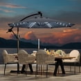 thumbnail image 1 of EastVita 10FT offset patio umbrella with solar lights 32 LED Lights with Infinite Tilt and Cross Base for Deck Pool Garden Backyard (Grey), 1 of 8