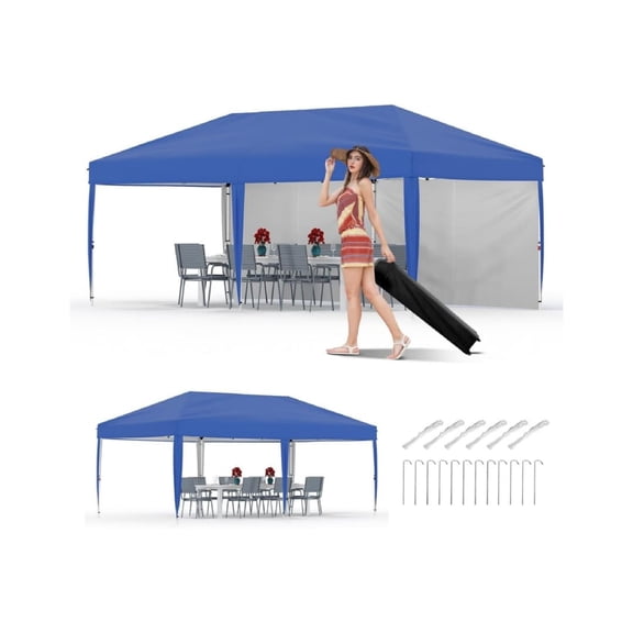 EastVita 10X20 Pop Up Canopy Tent Commercial Grade Dual Wall System Full Protection Steel Frame Full Accessories Kit for Market Stalls Backyard Events Camping Outdoors
