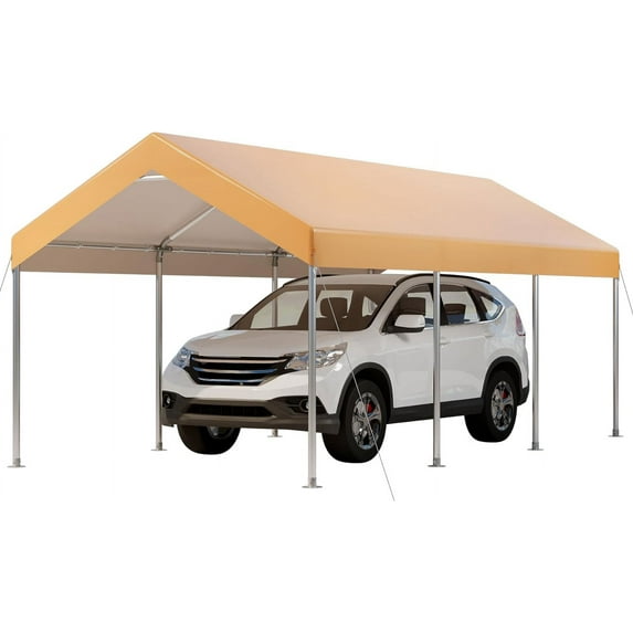 EastVita 10x20FT Heavy Duty Carport Car Canopy, Portable Garage, Easy to Assemble, Stable Carport for Car, Bike, Boat, Party with sidewall (Yellow)