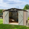 thumbnail image 1 of EastVita 10x8 FT Outdoor Metal Storage Shed, Steel Utility Shed Storage, Metal Shed Storage Utility Room with Lockable with Sloped Roof for Patio, Garden , Outdoor, 1 of 7
