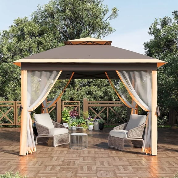 EastVita 11X11 Pop Up Gazebo Mosquito Netting Enclosure Waterproof UV Block Effortless Setup Shade Shelter for Patio Backyard Deck BBQ Garden Relaxation