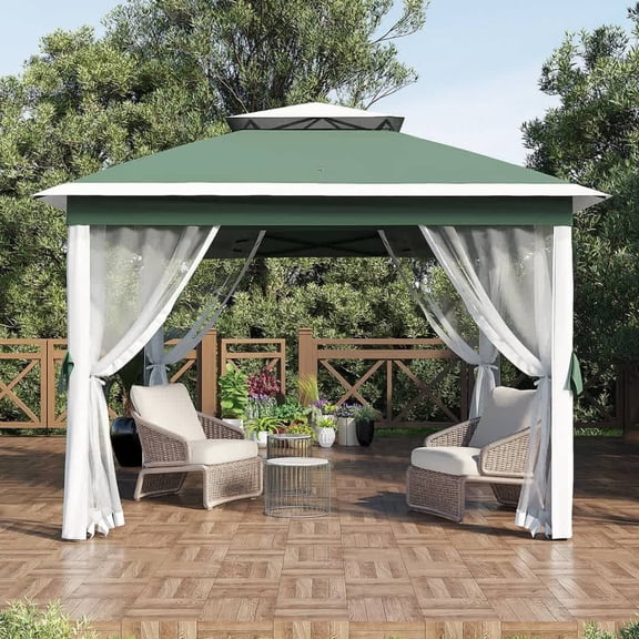 EastVita 11X11 Pop Up Gazebo Mosquito Netting Enclosure Waterproof UV Block Effortless Setup Shade Shelter for Patio Backyard Deck BBQ Garden Relaxation