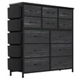 thumbnail image 1 of EastVita 12 Drawer Dresser Chest for Bedroom Living Room,Fabric Organizer with Wood Top,Side Pockets,Hooks for Entryway,Closet,Nursery,Black, 1 of 8