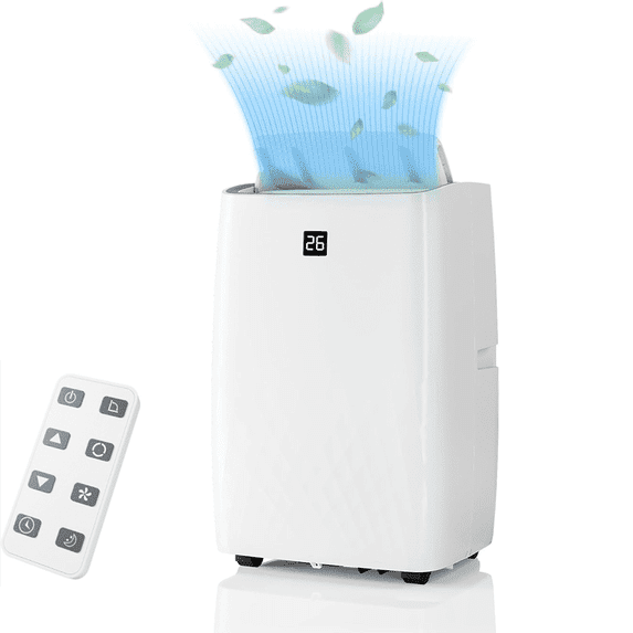 EastVita 12000 BTU Portable Air Conditioners with Dehumidifier and Fan Mode, Portable AC with 24H Timer & Remote Control, AC Unit for Home, Office, School, White