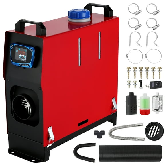 EastVita 12V 8KW Diesel Air Heater,Remote Control and LCD Display Diesel Heater with Silencer,Fast Heating Diesel Heater for Car RV Trailer Van Boat and Trailer (Red)