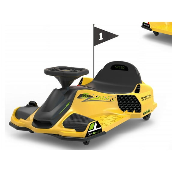 EastVita 12V Kids Ride on Drift Car for Kids, 7ah 45W Motor Electric Drifting Go-Kart Up to 5 mph Variable Speed, Built-in Music,Colorful Tail LED Light,USB