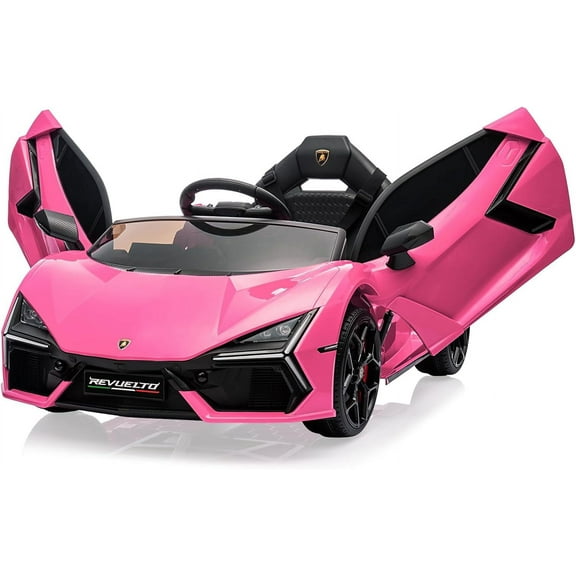EastVita 12V Kids Ride On Car, Licensed Lamborghini Revuelto Electric Car for Kids Over 37 Months, Battery Powered Sports Car Toy pink