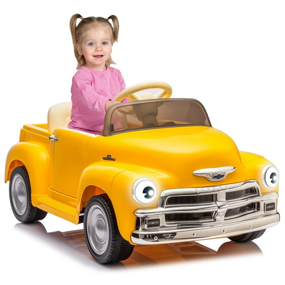 EastVita 12V Ride on Car for Kids Ages 3-5, Battery Powered Ride-on Toys W/Parent Remote, Music Player, 4 Wheel Cushion, Kids Electric Cars with 2 Speed, Dual Doors, Front & Rear Headlights yellow