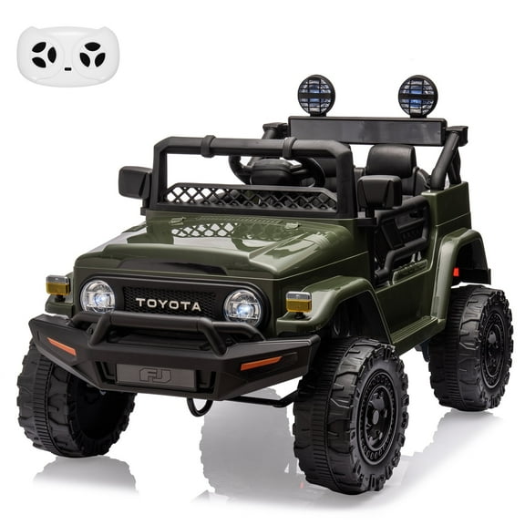EastVita 12V Ride On Truck Car with Remote, Spring Suspension, and LED Lights Green